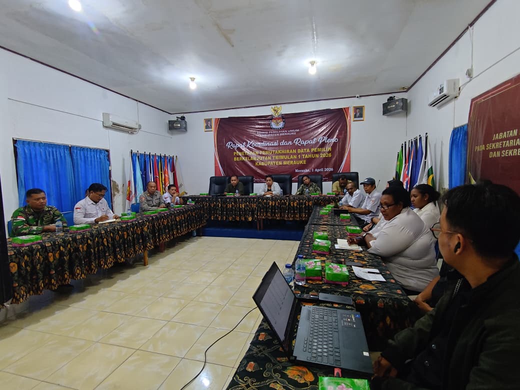 Sinergi Pengawasan, Bawaslu Merauke Ikuti Rakor dan Pleno PDPB Triwulan I 2026