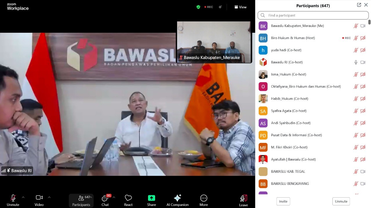 PERKUAT PENYELENGGARAAN PEMILU DILUAR TAHAPAN, BAWASLU MERAUKE IKUTI RAPAT BERSAMA BAWASLU RI