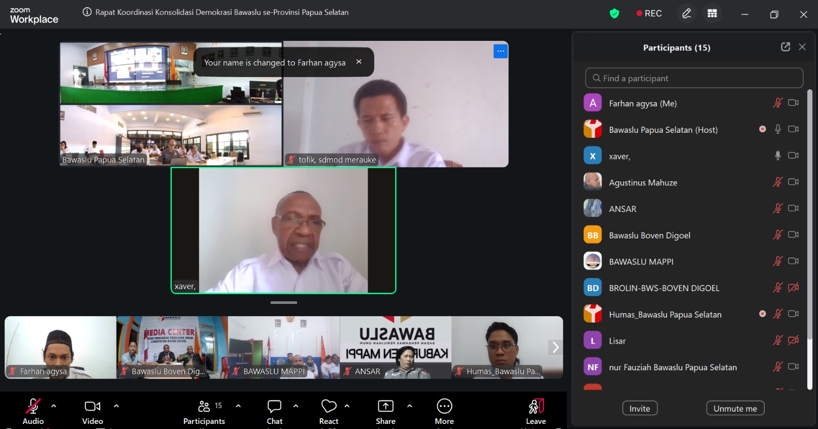 Bawaslu Kabupaten Merauke mengikuti Kegiatan Rapat Konsolidasi Demokrasi via Zoom Bawaslu se-Provinsi Papua Selatan