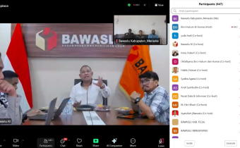 PERKUAT PENYELENGGARAAN PEMILU DILUAR TAHAPAN, BAWASLU MERAUKE IKUTI RAPAT BERSAMA BAWASLU RI